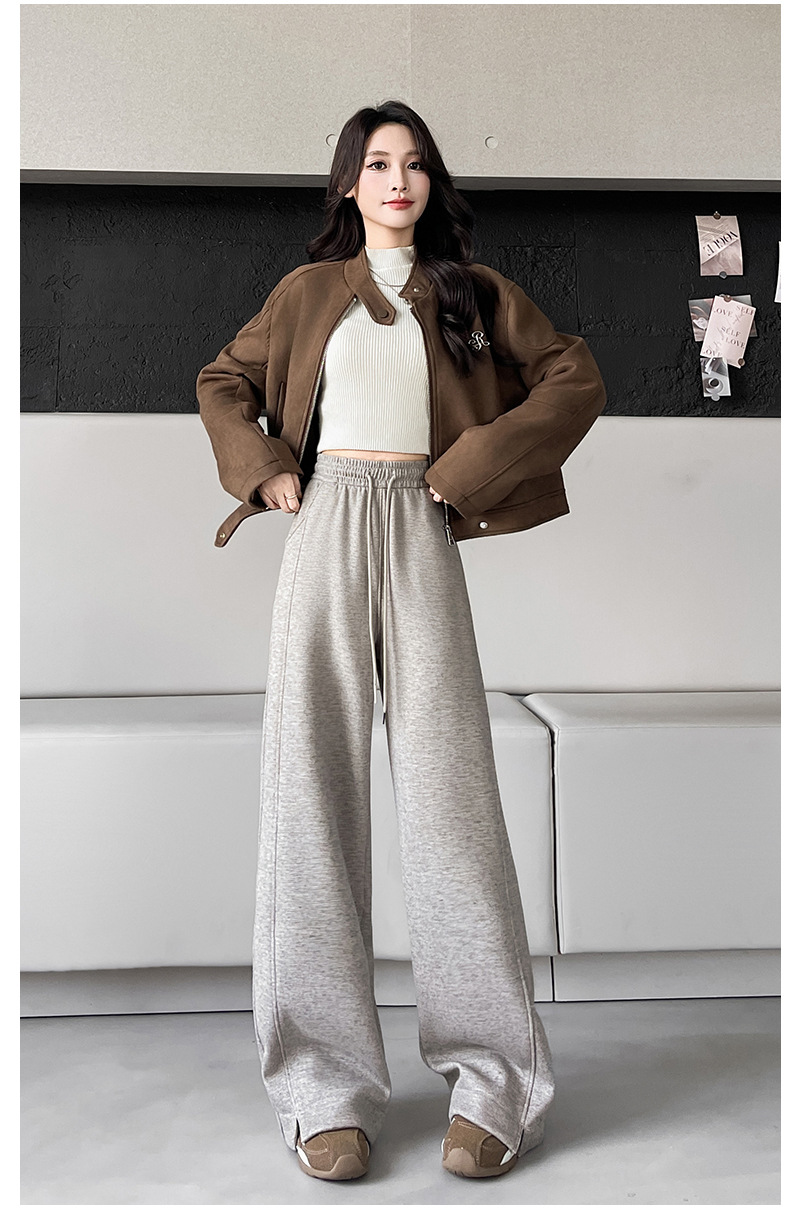 羊绒阔腿裤女秋冬季2025新款宽松直筒宽松垂感加绒加厚糯米休闲裤详情16