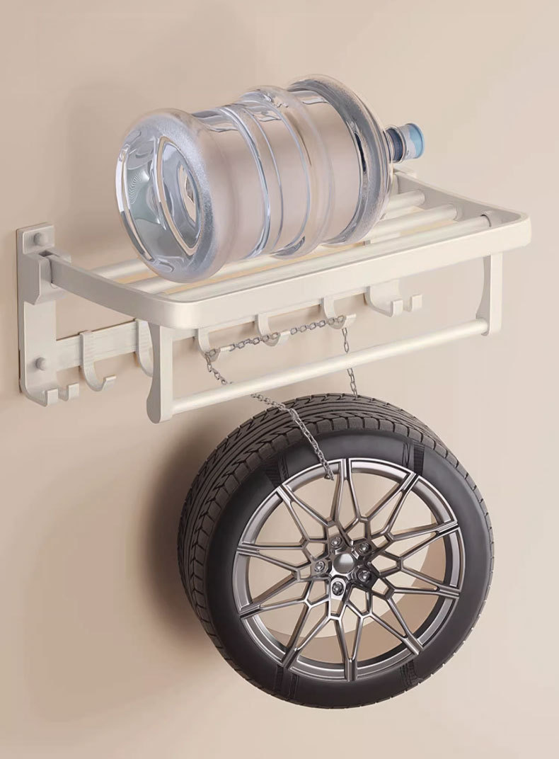 免打孔奶油风毛巾置物架卫生间奶白色浴巾架浴室卫浴五金挂件套装详情21