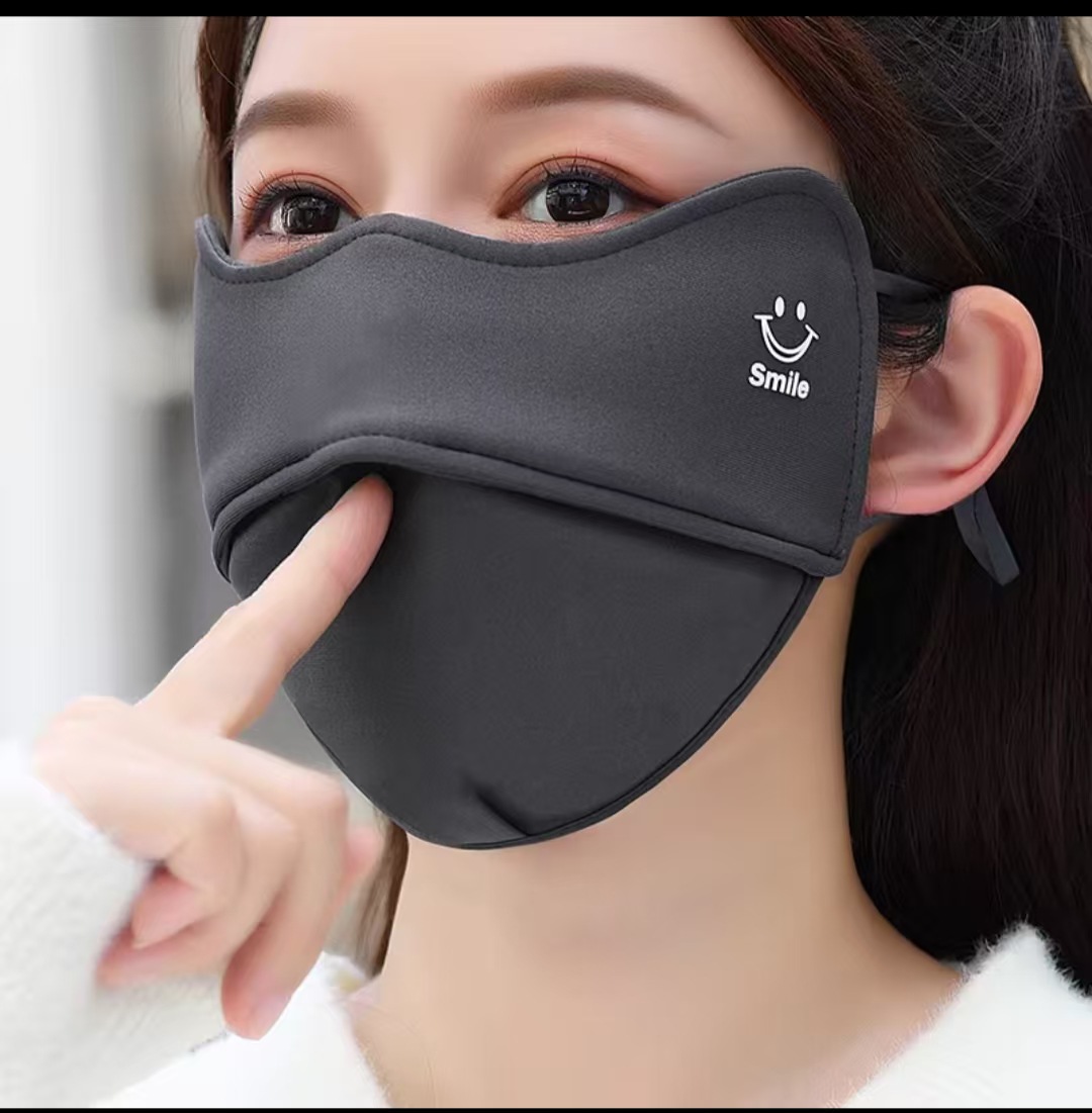新款笑脸秋冬季加绒保暖口罩男女户外防寒防晒防风护脸骑行防雾详情5
