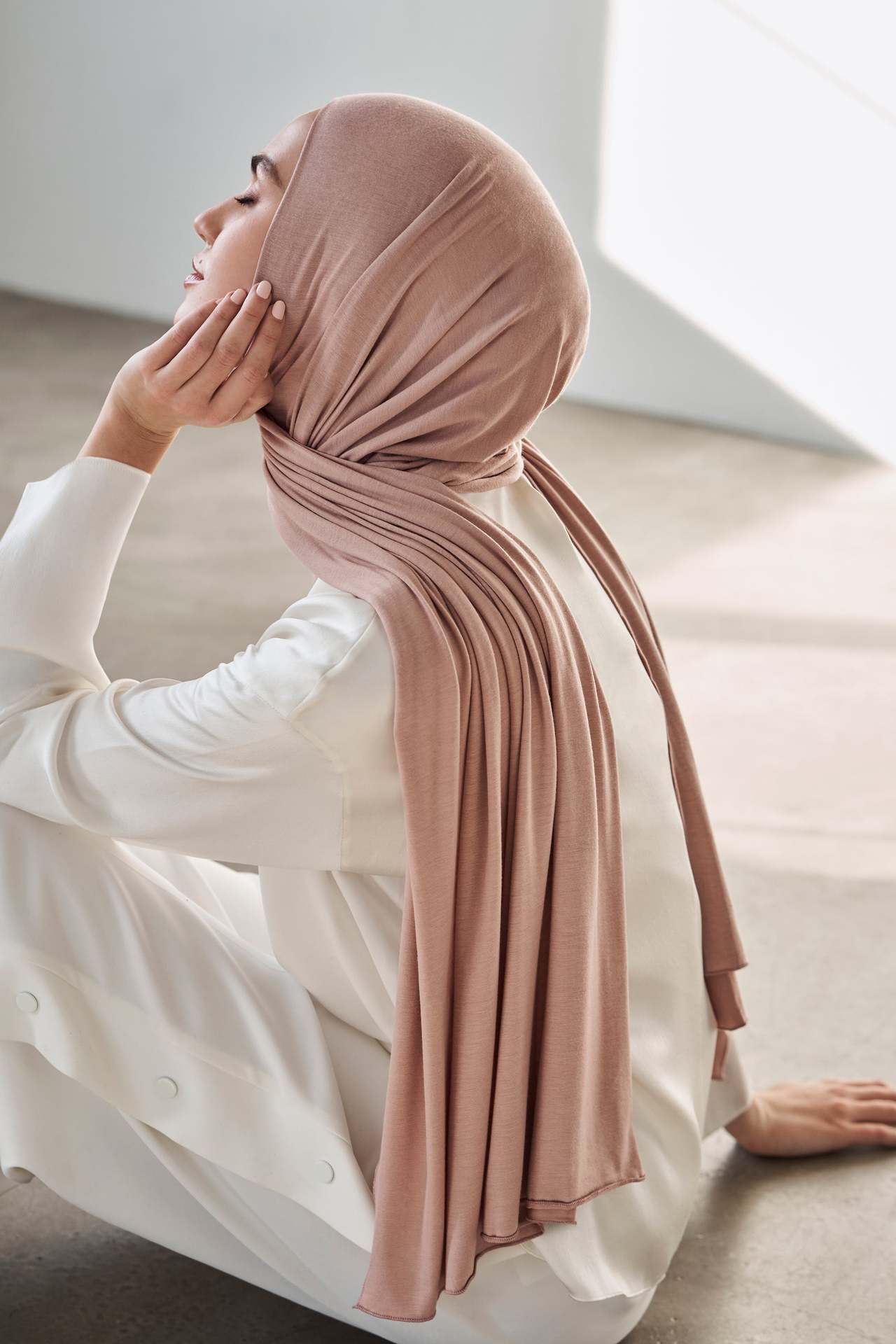 High-quality solid color modal rolled-up mercerized cotton scarves, shawls and headscarves for cross-border Middle East Jerseyscarf pic 9