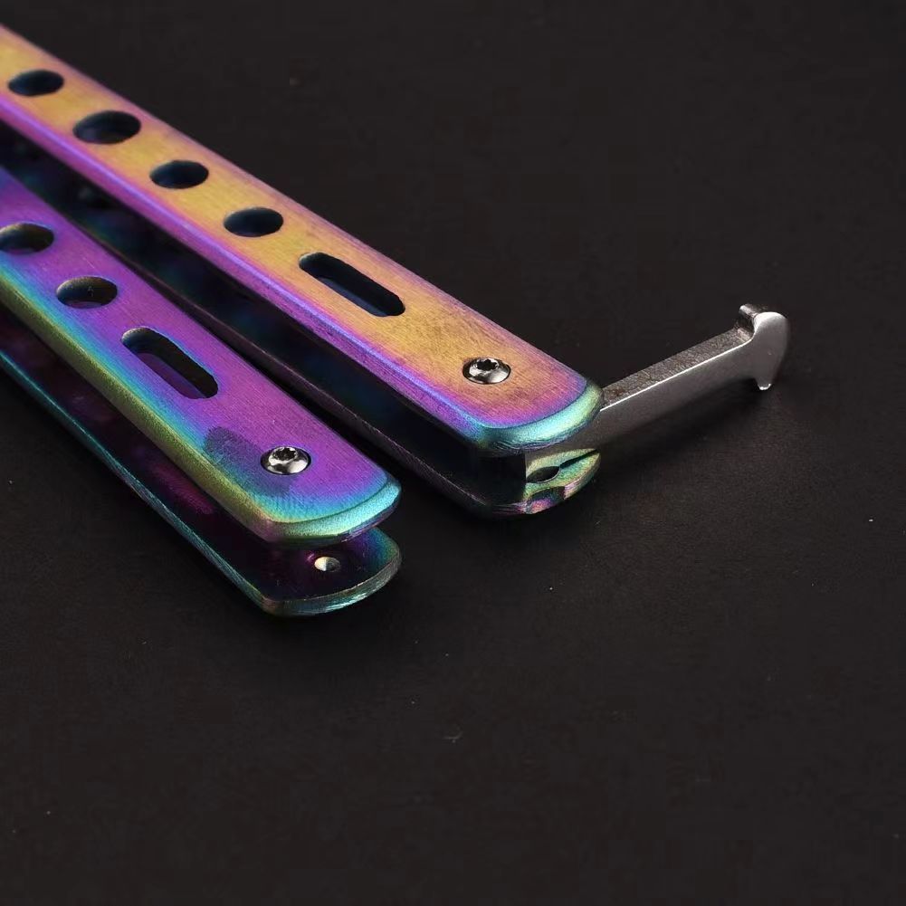 Wholesale butterfly knives, folding knives, multi-functional outdoor practice knives, non-cutting edge fancy self-defense portable game knives pic 6