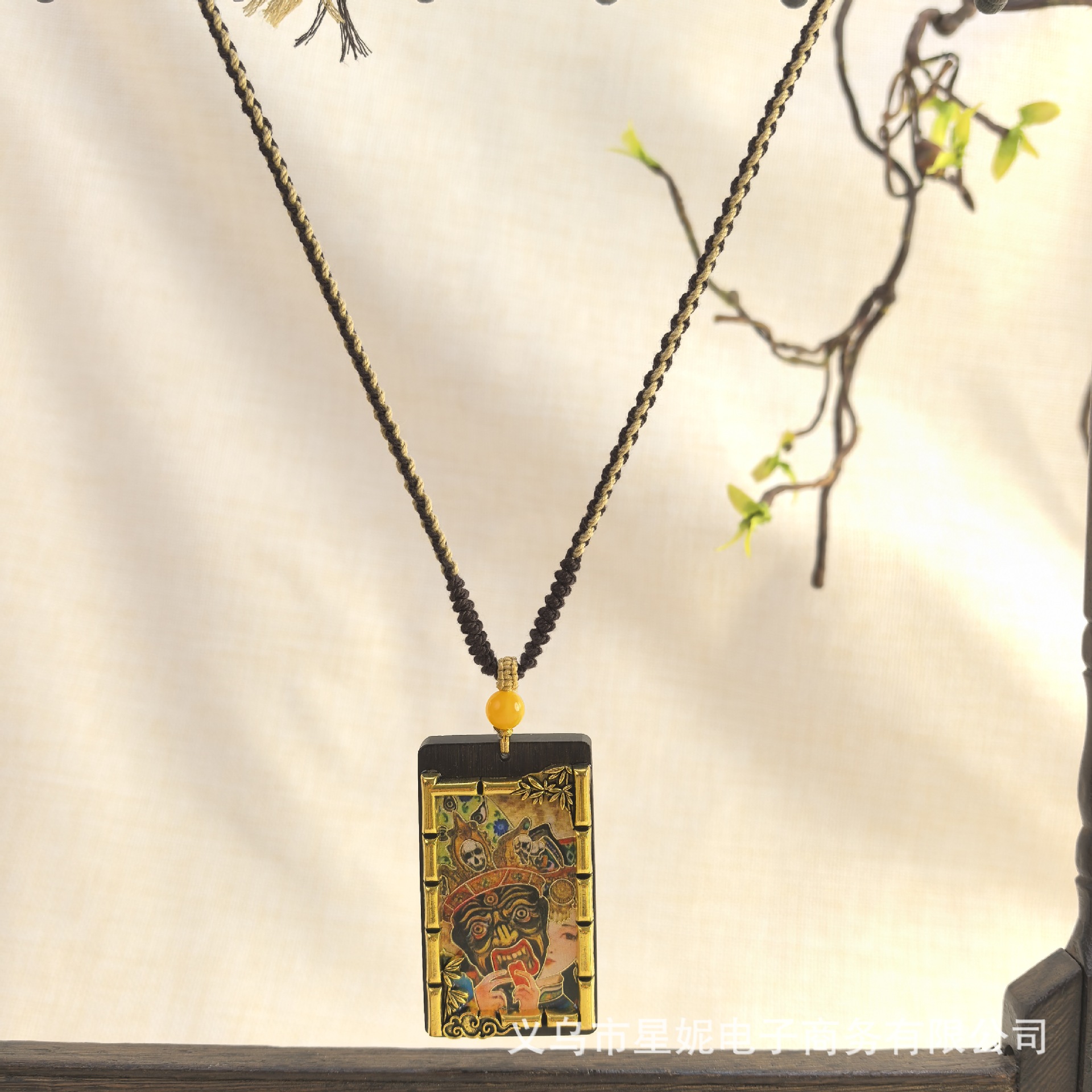 Nepalese Thangka pendant for men, green Tara Manjusri Bodhisattva, esandalwood Buddha amulet, retro necklace, sweater chain pendant for women pic 19