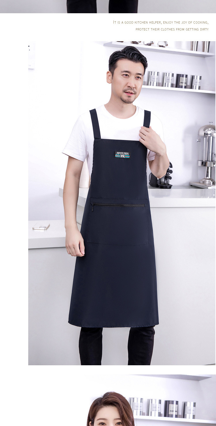 【 Chi Jia 】 Extended waterproof apron solid color simple kitchen home Zipper pocket dirt-resistant work clothes pic 16