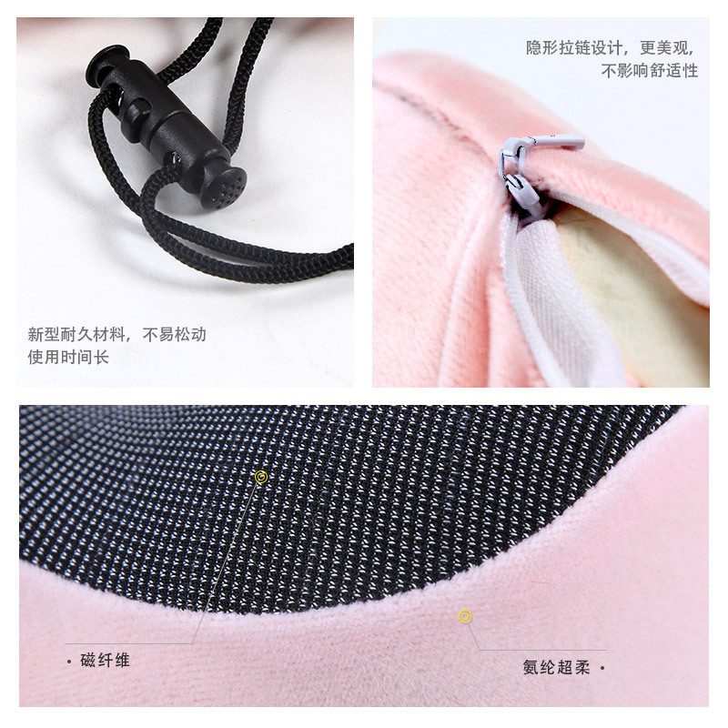 ♔跨境记忆棉u型枕慢回弹午睡护颈枕可收纳旅行飞机颈枕可定Logo详情5