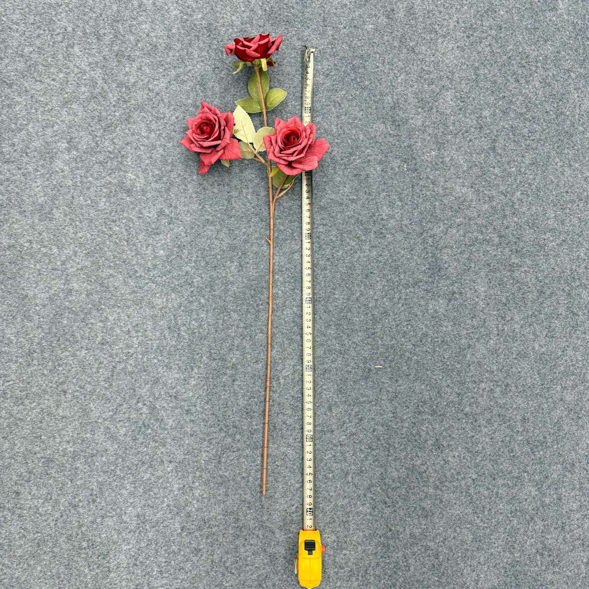 3头卡布奇诺玫瑰花仿真花摩卡油画复古玫瑰花婚庆插花家居装饰花详情4