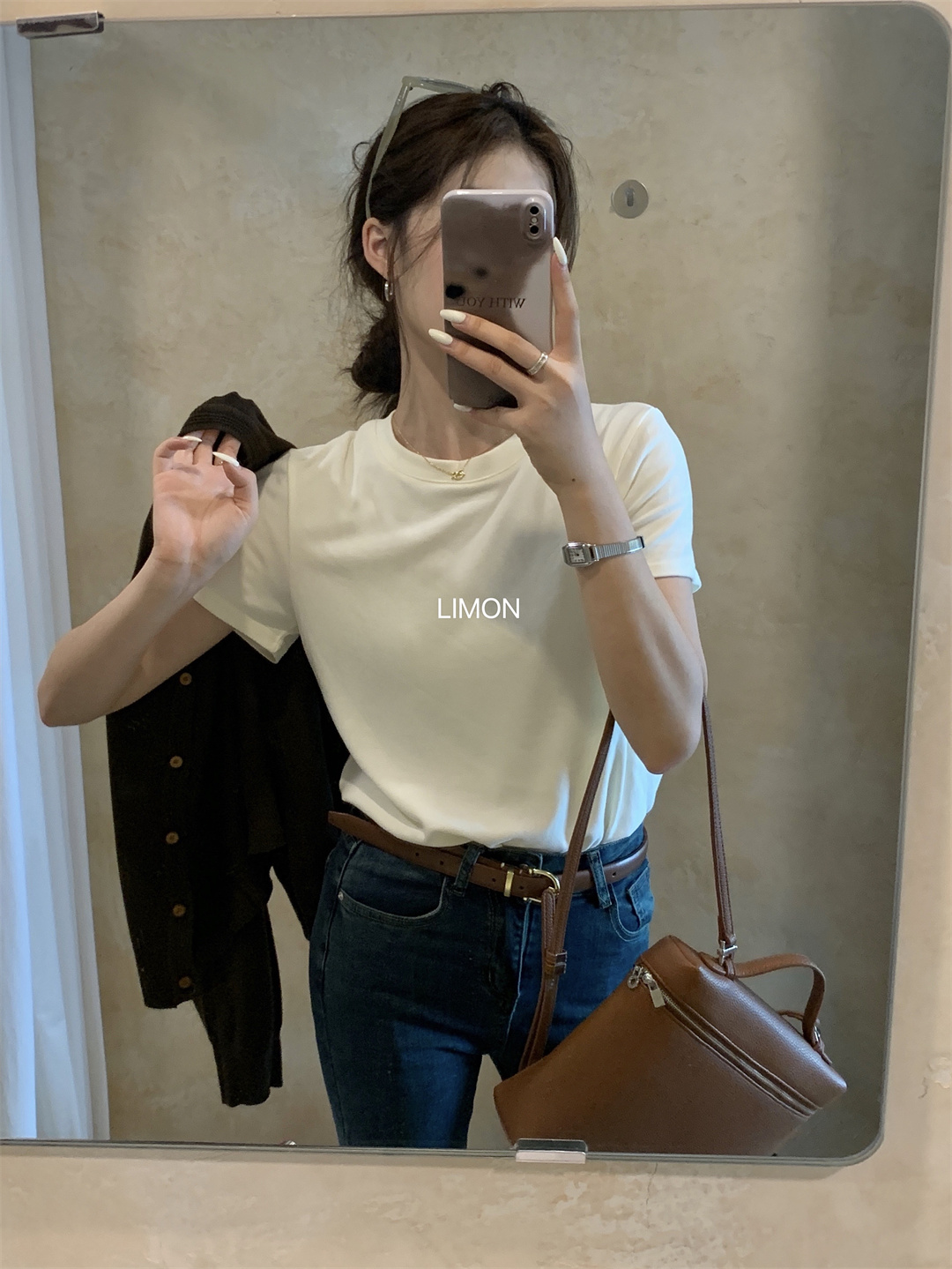 THE LEMON柠檬绿茶正肩磨毛短袖t恤女2024秋季新款百搭上衣打底衫详情18