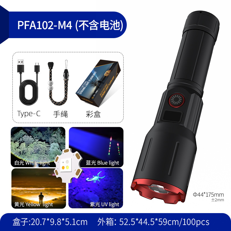 跨境2025新品强光远射手电筒白激光变焦数字电显户外工厂直供详情18