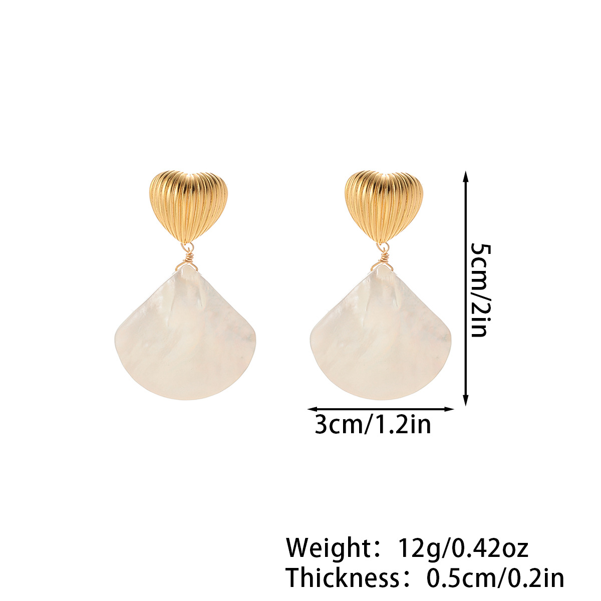 Abalone and shellfish fan-shaped tassel earrings, a light luxury and high-end French retro earring, are fashionable and versatile, and are not picky about the wearer pic 2