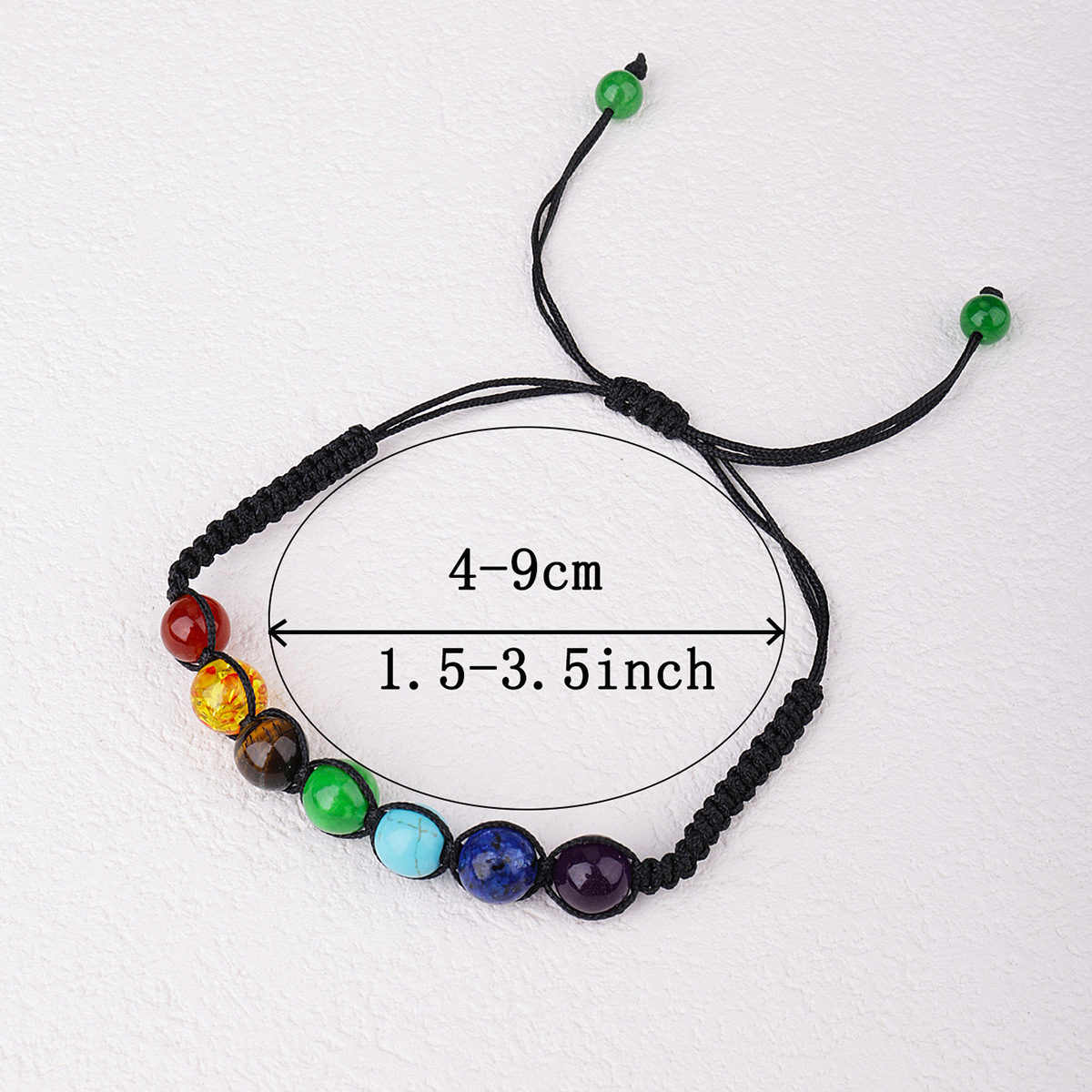 跨境热销查克拉七彩石编织手链男女款时尚简约彩虹串珠可调节手饰详情6