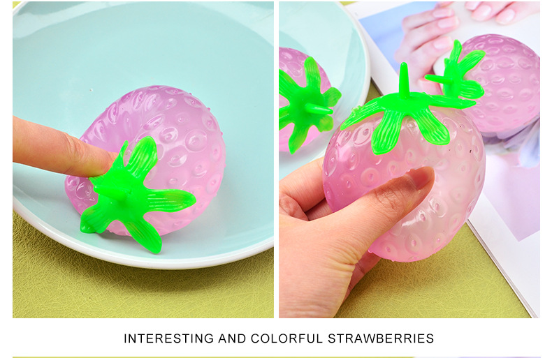 快手同款遇紫外钱变色麦糖草莓TPR慢回弹捏捏乐发泄解压儿童玩具详情7