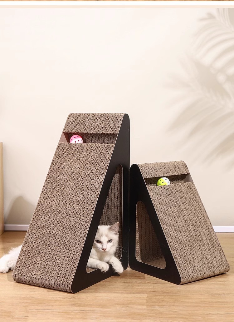 立式三角猫抓板耐磨非不掉屑耐抓瓦楞纸猫爪板防猫抓沙发磨爪器猫详情12