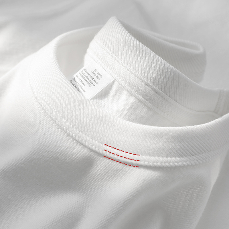 300g three-needle Xinjiang pure cotton heavy weight non-shrinking black and white pure cotton T-shirt for women, brushed breathable short-sleeved for men pic 5