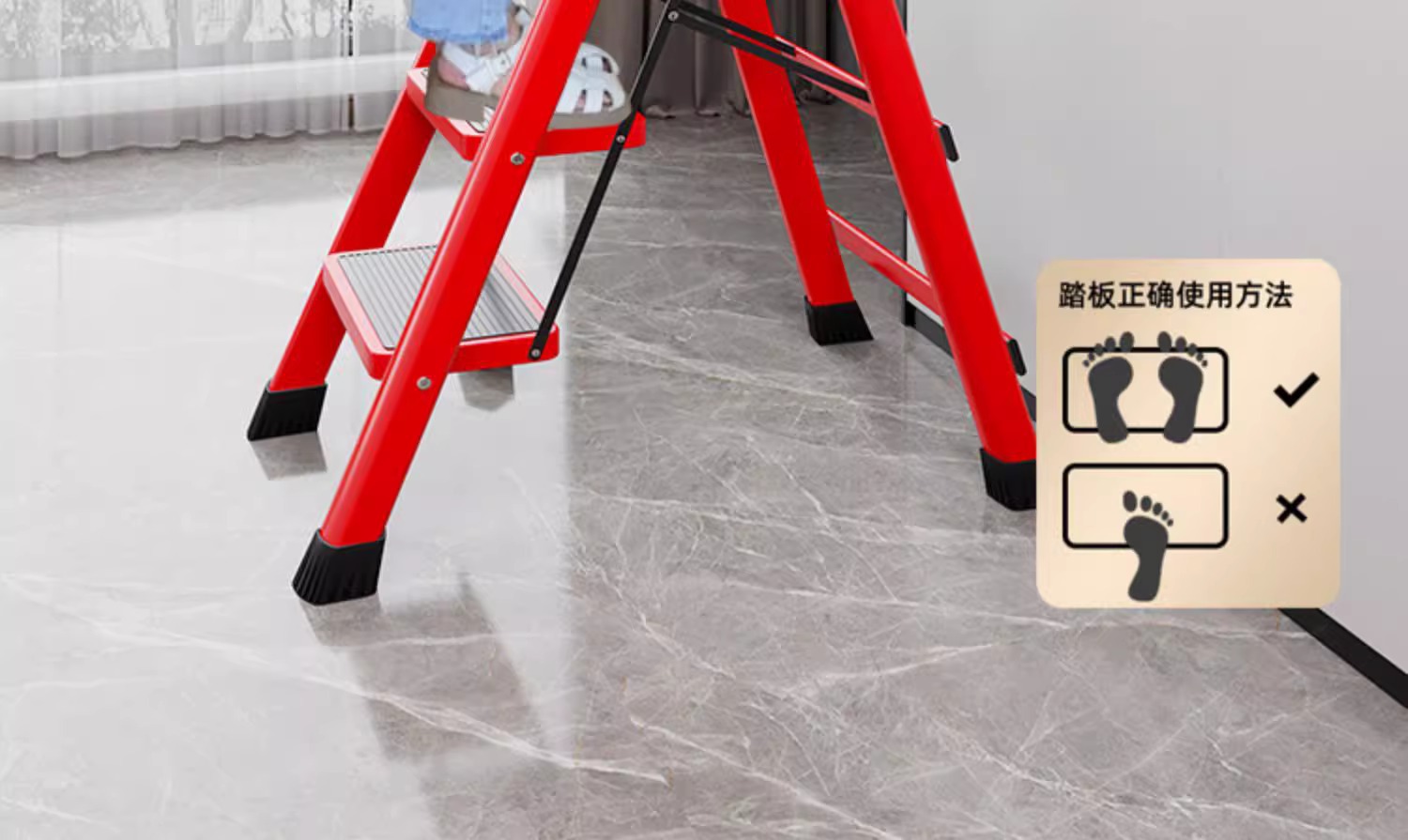 梯子家用折叠伸缩室内楼梯人字梯多功能加厚便携不锈钢五步梯爬梯详情25