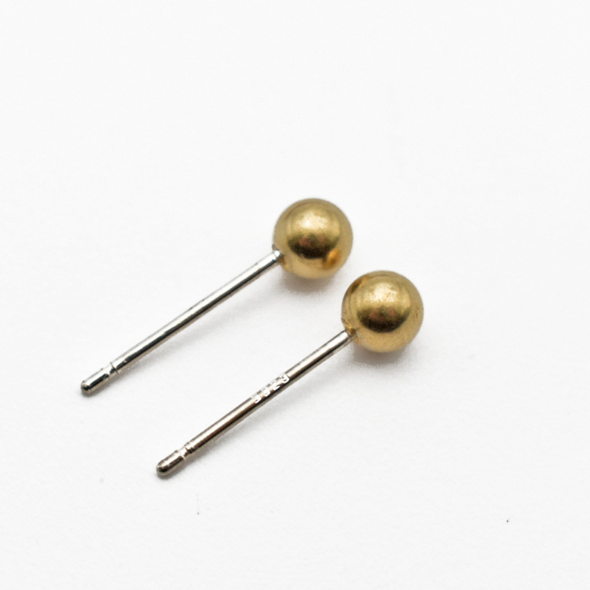 新品耳夹项链小配饰diy铜饰品配件批发 925仿银针铜珠豆豆耳针详情10