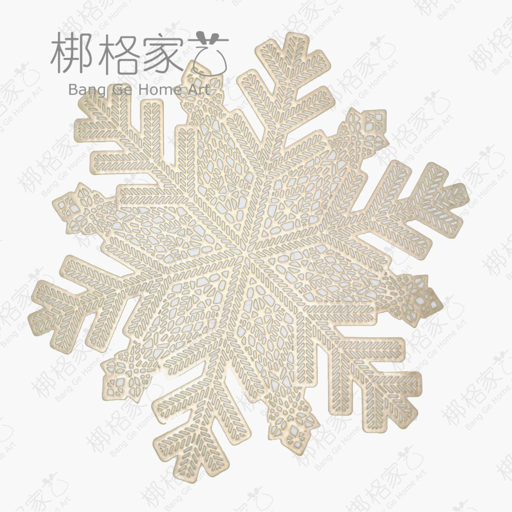雪花PVC餐桌垫西餐垫隔热垫厨房垫子圣诞节主题烫金缕空餐桌垫详情14