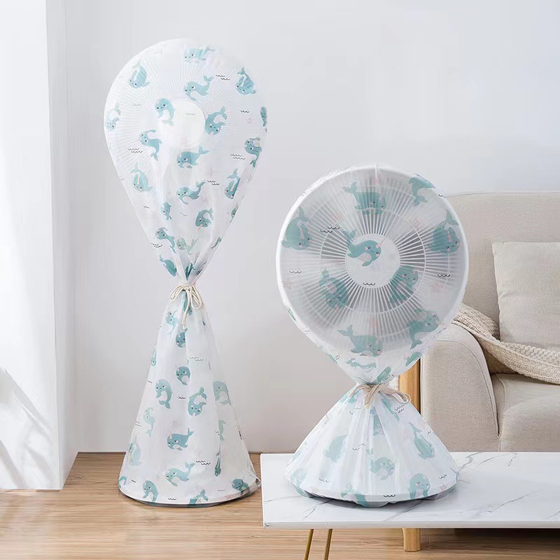 The fully enclosed fan cover is a semi-transparent long floor-standing dust-proof storage three-dimensional fan dust cover with cartoon pattern fabric pic 5