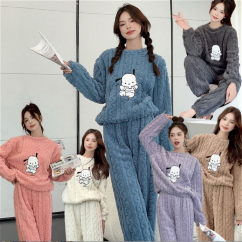 秋冬珊瑚绒暖暖套装印花睡衣家居服舒棉绒提花情侣套装批发长袖详情12