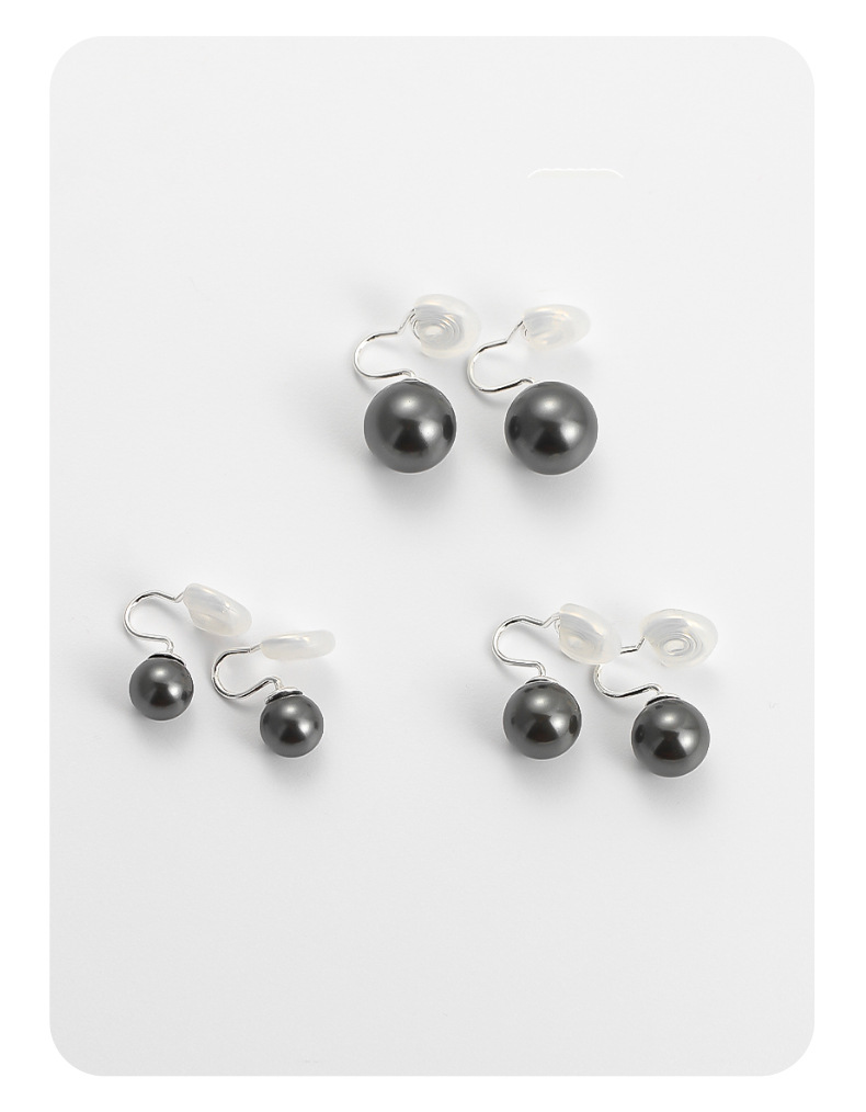 大溪地黑珍珠耳夹无耳洞蚊香盘简约复古气质耳环女高级感秋冬耳饰详情5