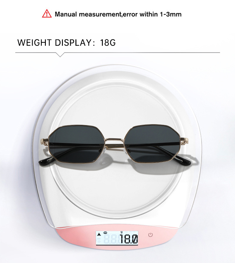 Polygonal metal small-framed sunglasses for both men and women, with a high-end retro look. They are suitable for street photography on the beach and offer UV protection pic 8