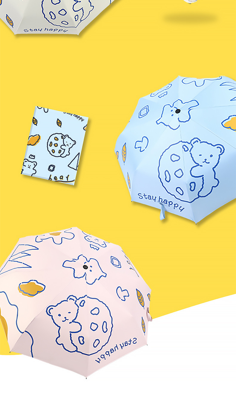 Wholesale thick vinyl umbrellas, cute folding umbrellas, cartoon sunshades, sun protection and UV-blocking sun umbrellas pic 16