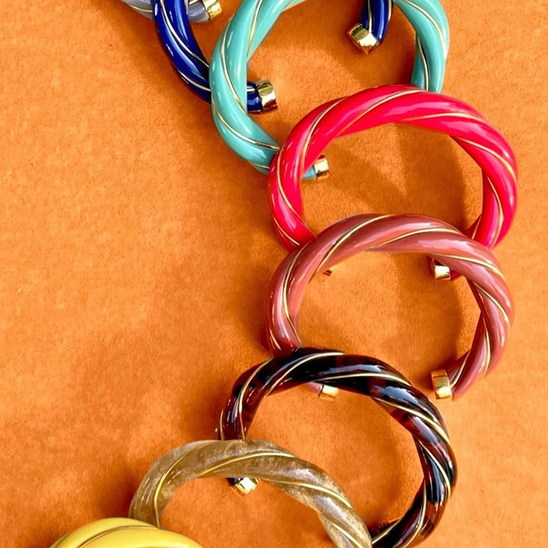 法国复古小众设计扭结设计马卡龙开口手镯个性中古独特轻奢高级感详情2