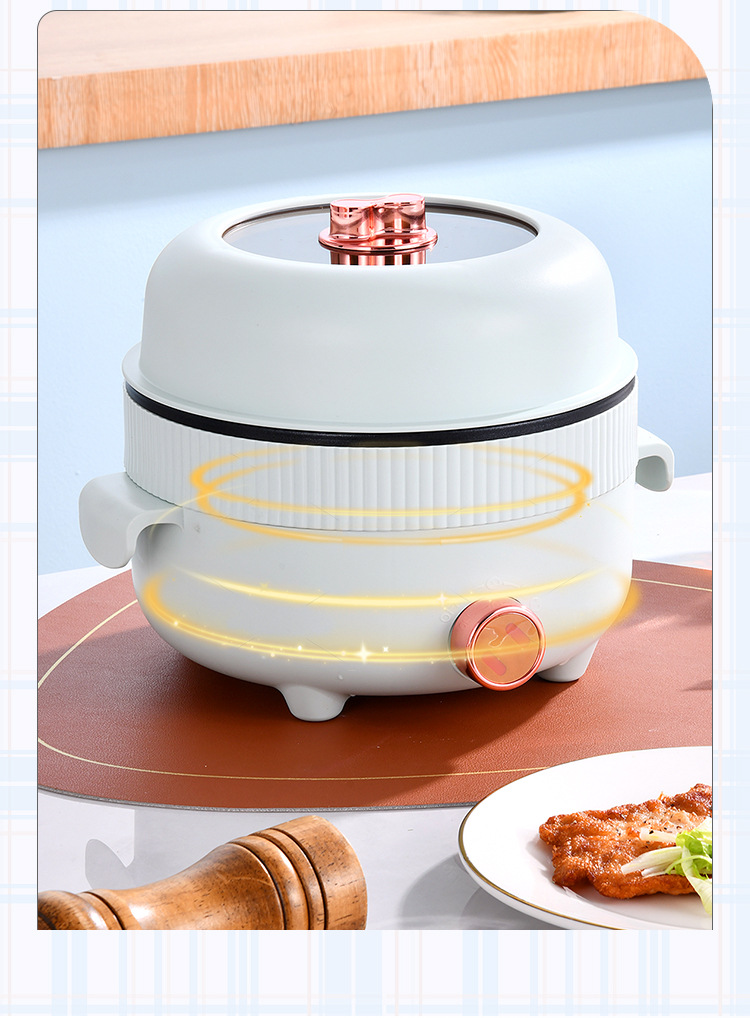 A 22cm height-increased design household multi-functional electric cooking pot, a one-piece pot for frying, boiling, steaming and frying in the dormitory, an electric hot pot and an electric wok pic 14