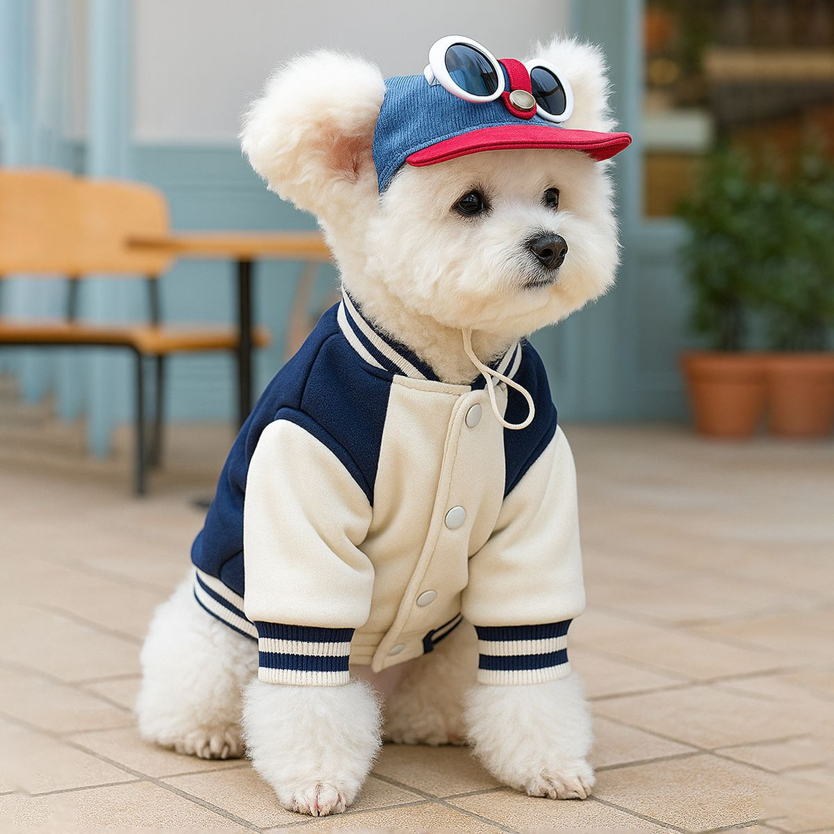 Korean-style pet sun hats, baseball caps, cat and dog head covers, sun protection and sunshade outfits for taking photos pic 1