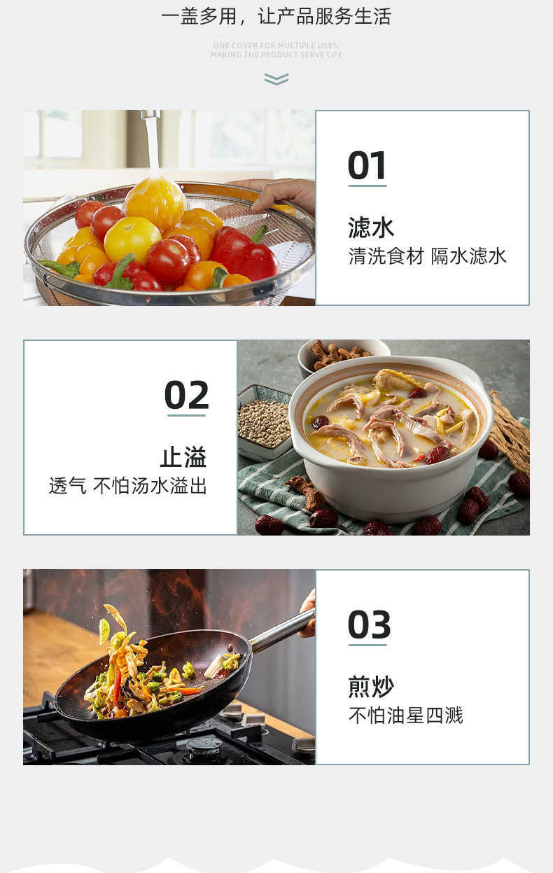 跨境铁喷塑油格网盖厨房必备防油溅网煎鱼炒菜防爆挡油网详情4