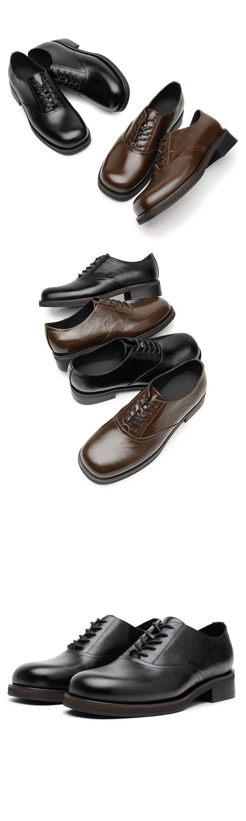 德比鞋同款Cleanfit厚底英伦方头皮鞋增高商务正装复古休闲皮鞋男详情2