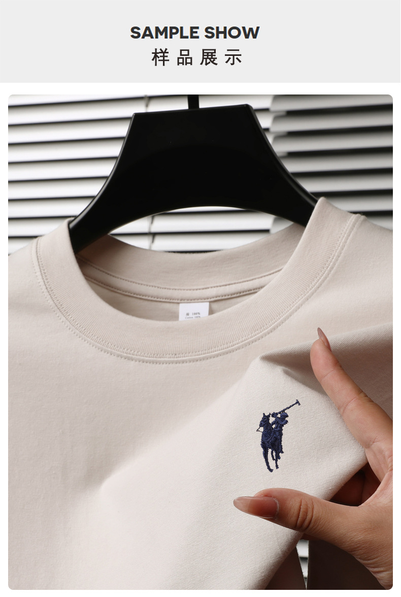 跨境纯棉绣花短袖男士t恤2025夏季新款休闲透气圆领半袖薄款体恤详情23