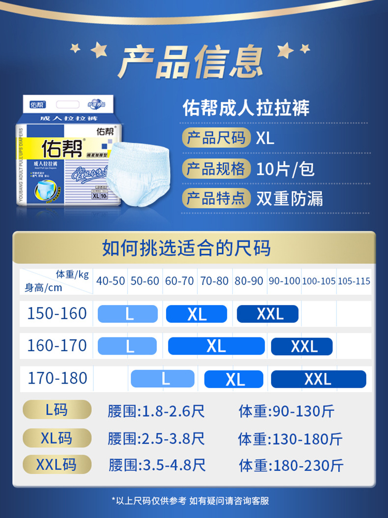 佑帮成人纸尿裤老人尿不湿特大号老人尿裤老年人纸尿布成人拉拉裤详情4