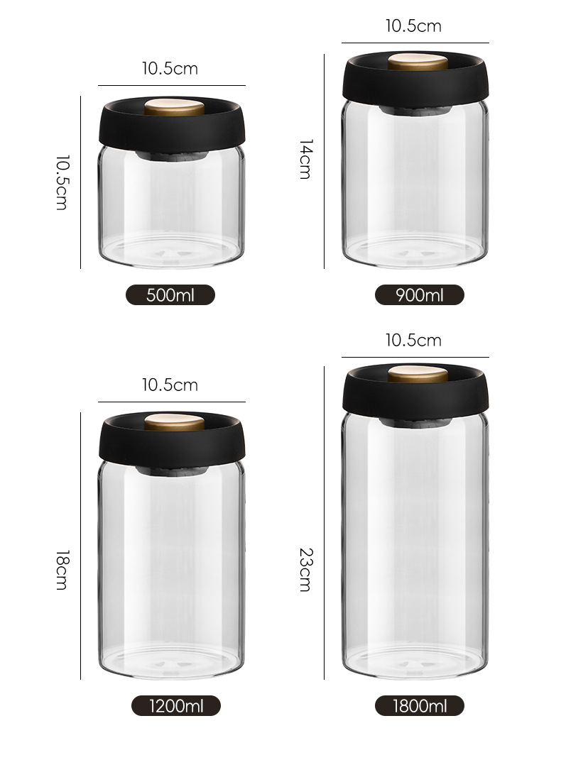 抽真空玻璃密封罐 透明高硼硅玻璃储物罐 咖啡豆保存罐储存罐子详情18