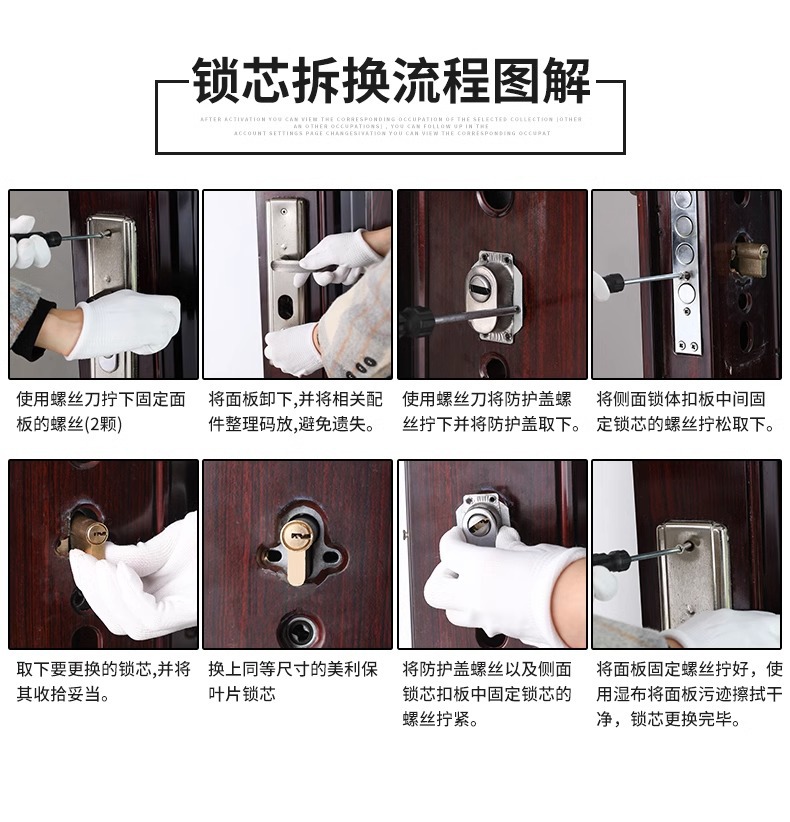 防盗门锁芯全铜ab锁心防撬家用通用型大门锁老式弹子双面全铜锁芯详情1