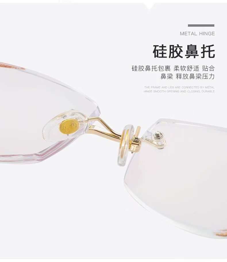 New light luxury frameless anti-blue light reading glasses for women: Light luxury, fashionable, elegant, youthful and eye-protecting reading glasses pic 9