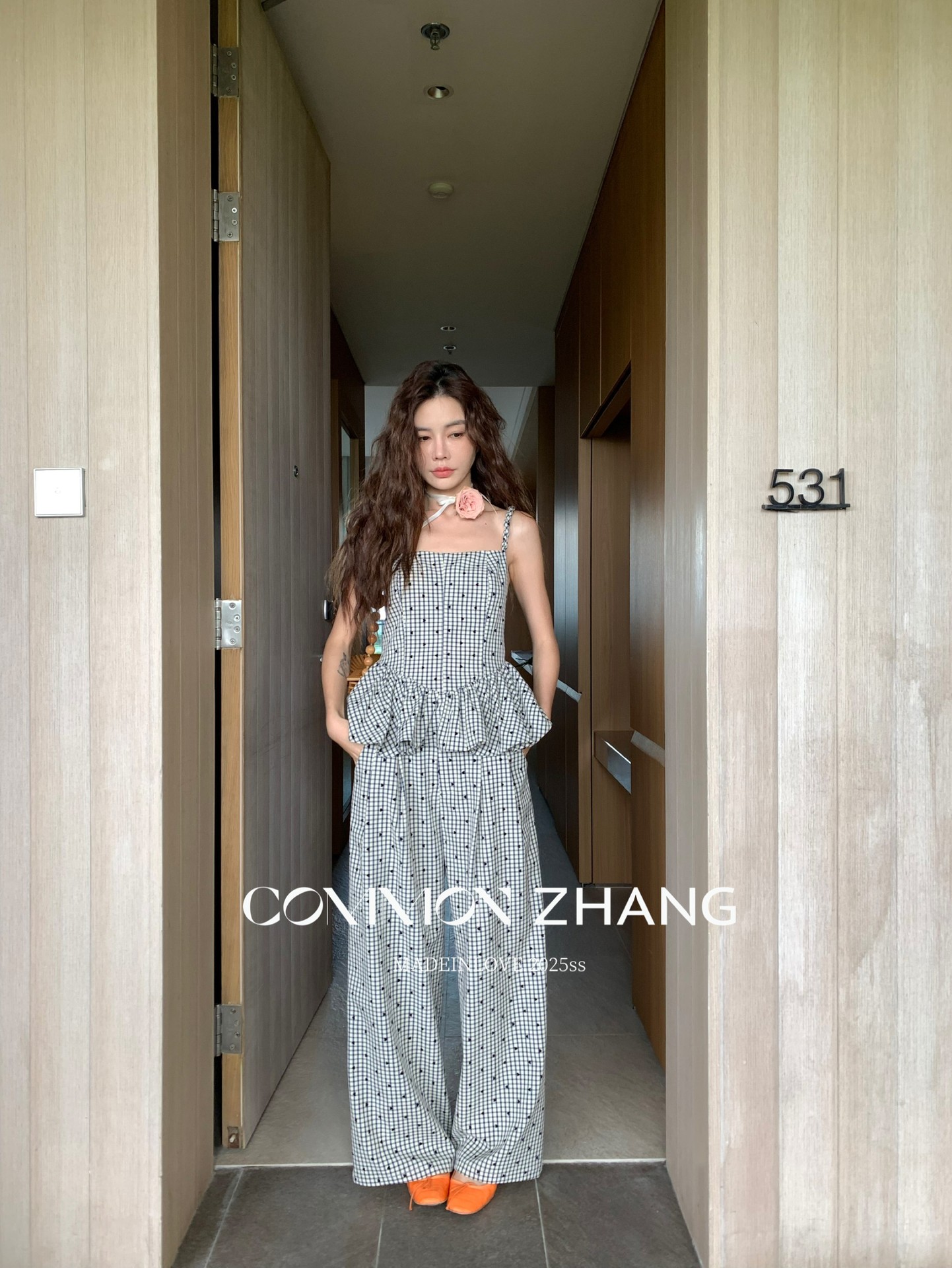 CZ ZHANG Summer Korean stylish striped checkered polka dot drape floor-length wide-leg versatile casual pants A24286 pic 8