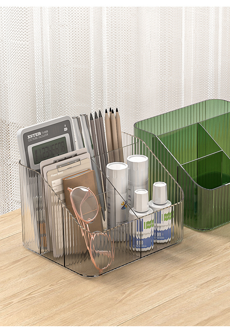 The transparent cosmetic storage box on the desk exudes a high-end feel. The light luxury acrylic dressing table storage box and pen holder are suitable for office use pic 17