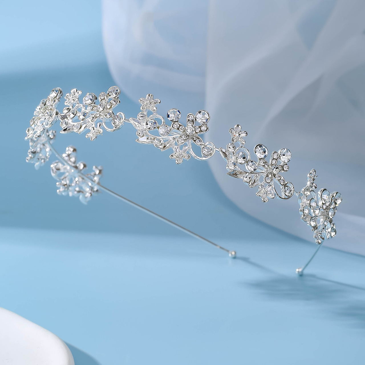 Summer headband: Silver, simple and fresh, ladylike, Instagram influencer style headband. Sweet diamond-encrusted headband pic 19