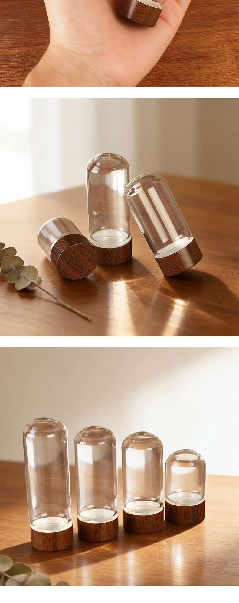 Tuobang 3CM diameter glass bottle round bottom threaded sealed small bottle flower tea packaging container display bottle is in stock and can be made with LOGO pic 6