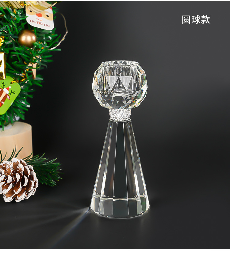 水晶莲花烛台定制亚马逊婚庆圣诞餐桌摆件高级感情人节晚餐装饰详情8