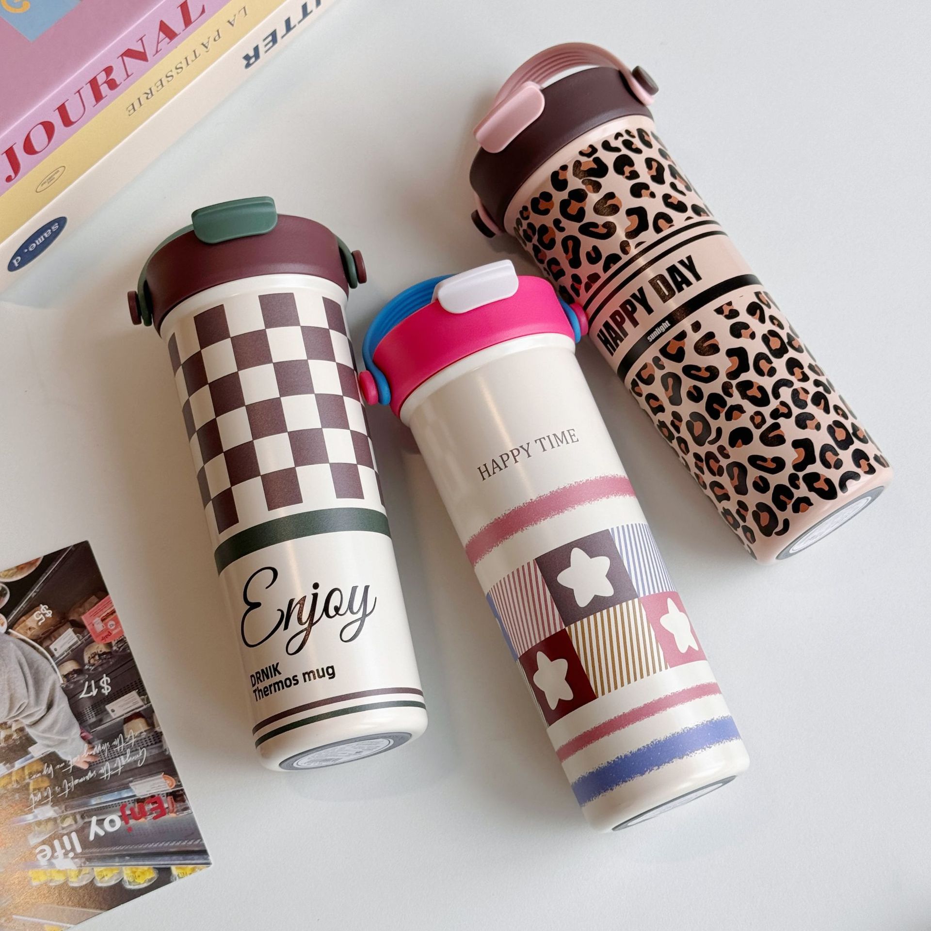 户外高颜值随手双饮咖啡杯美式便携车载水杯手提运动线条图咖啡杯详情18