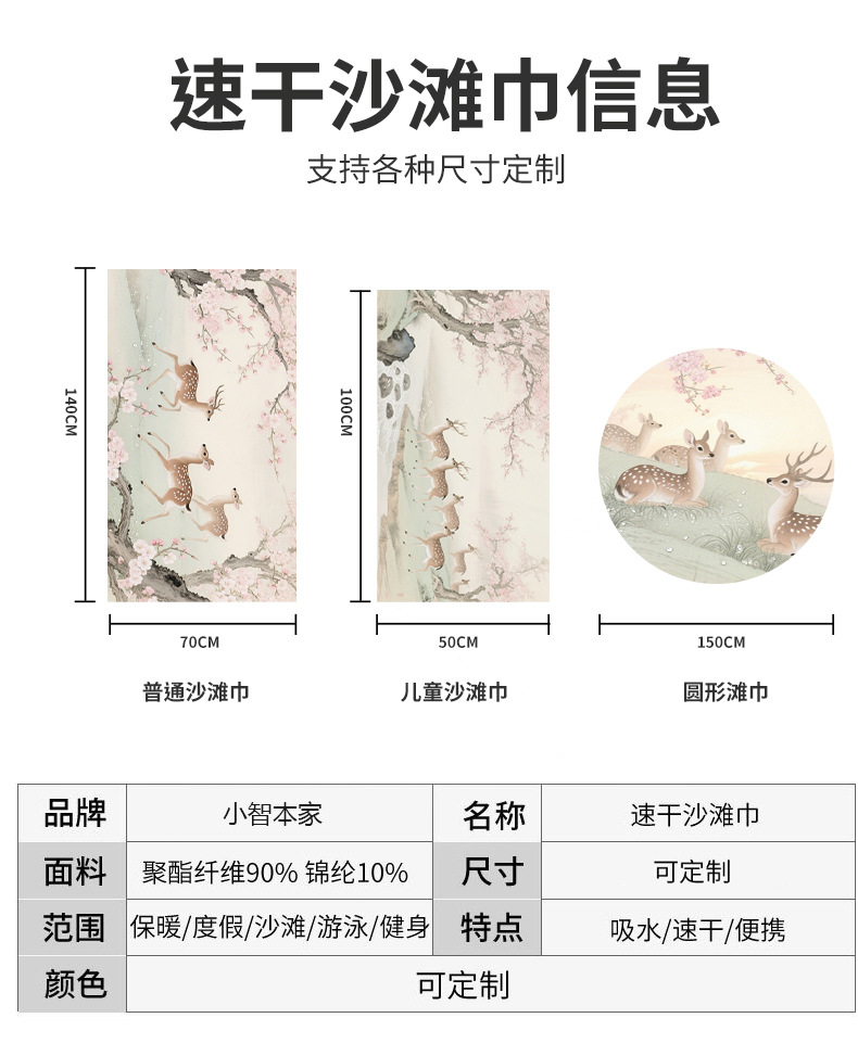 JIT定制抗菌沙滩巾超细纤维速干吸水浴巾欧美数码印花海边沙滩巾详情19
