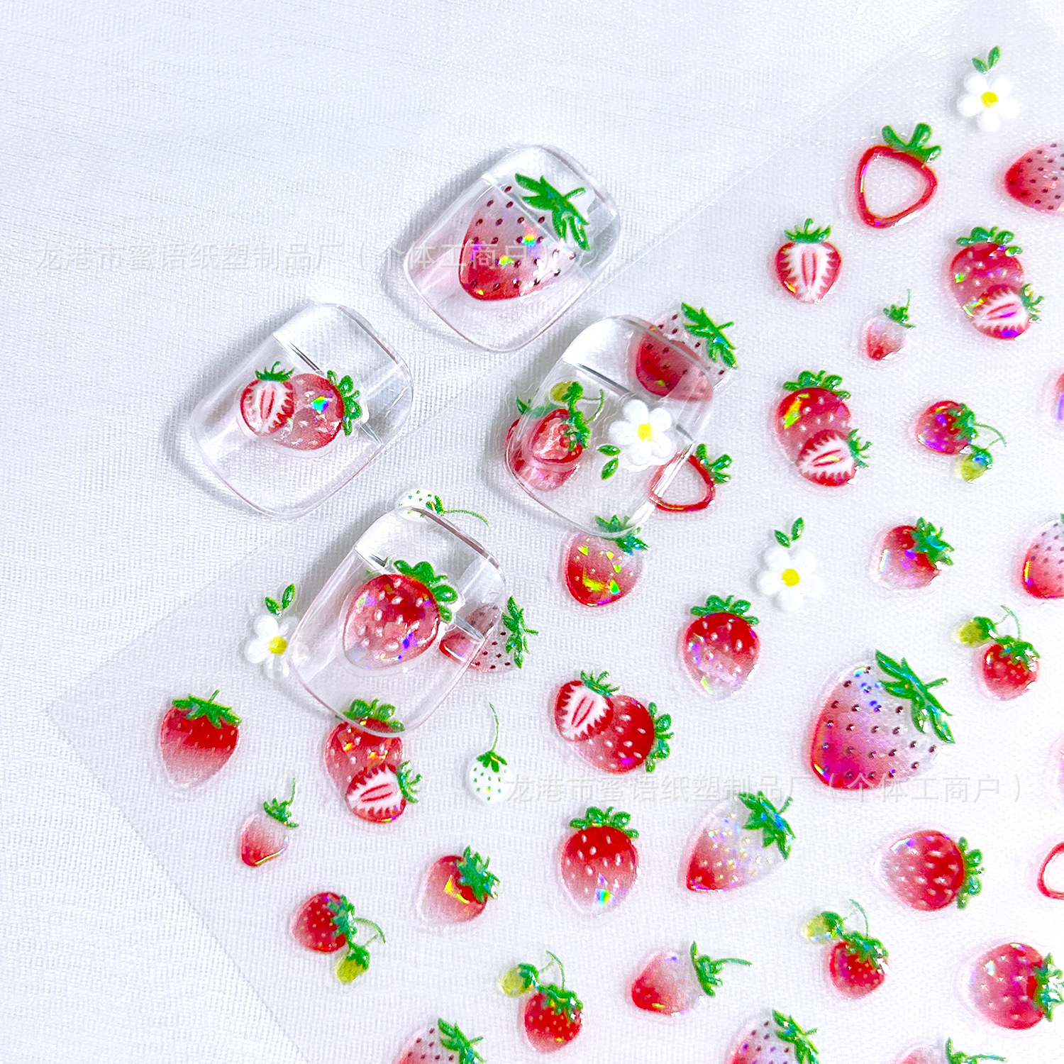 Cross-border bestseller: Shell Light Lemon nail sticker, wine red cherry 5D three-dimensional embossed nail sheet decoration sticker pic 4