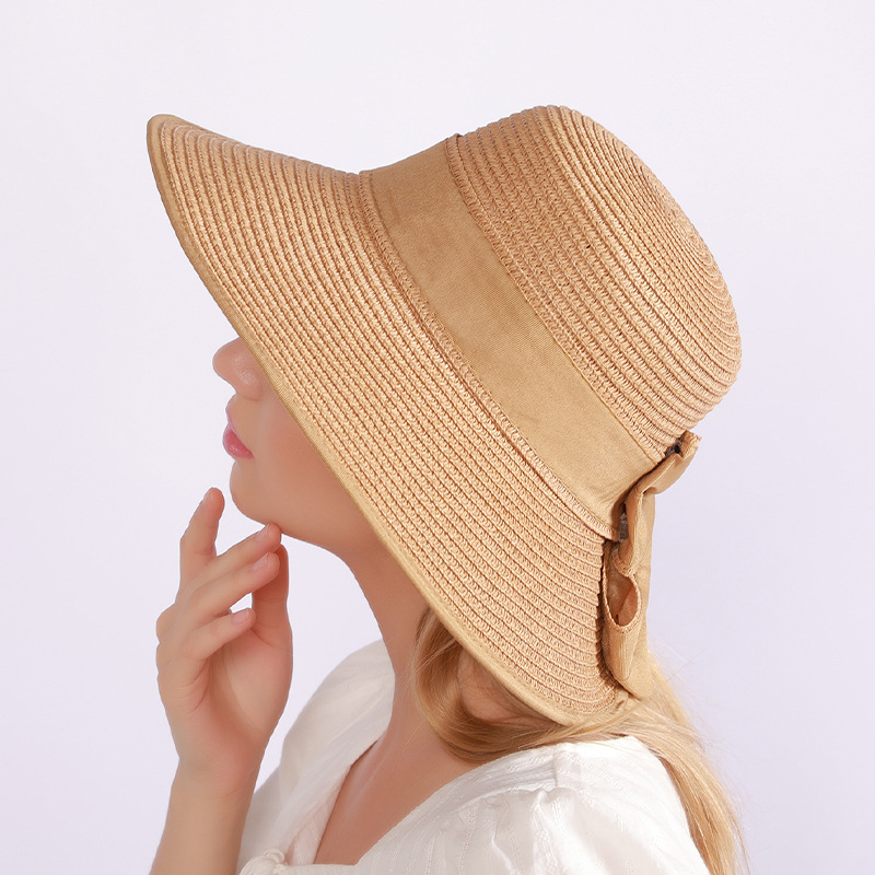 Sun hat, summer seaside vacation, summer beach sun protection, bow sun hat, straw hat, foldable fisherman hat pic 2