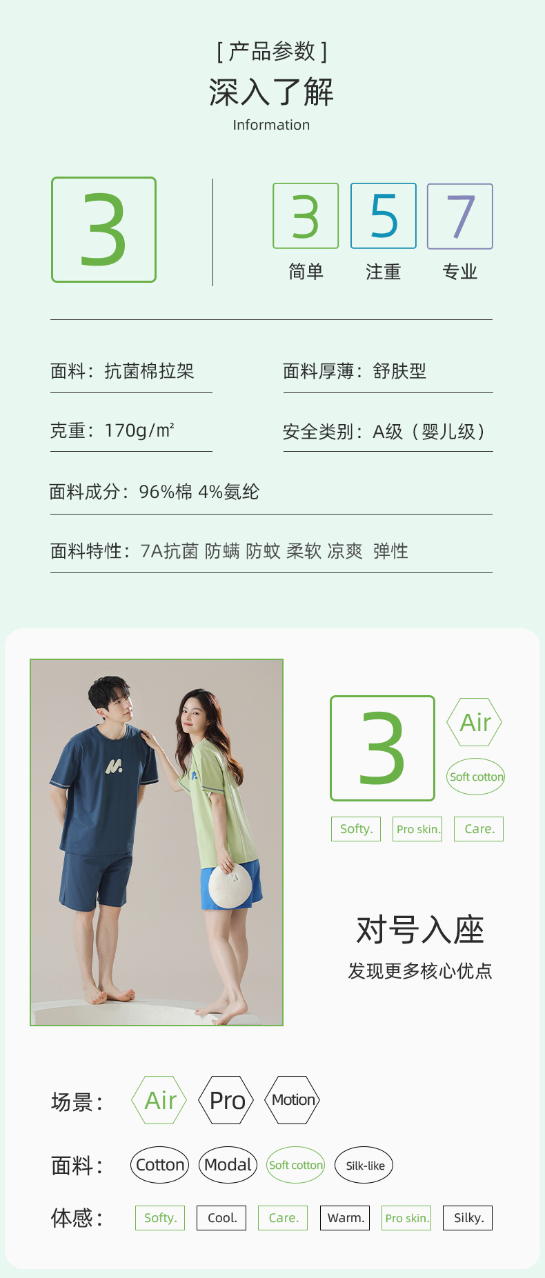 【抗菌新疆棉】短袖纯棉情侣睡衣女夏季男士睡衣夏薄款家居服套装详情2