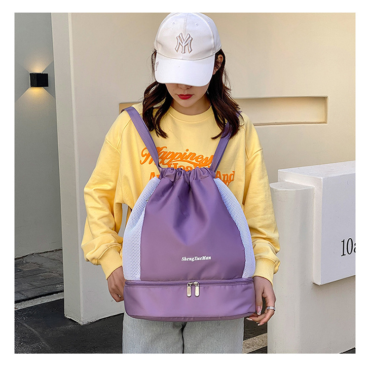 抽绳束口双肩包健身包干湿分离训练运动包洗漱包户外旅行游泳包详情10