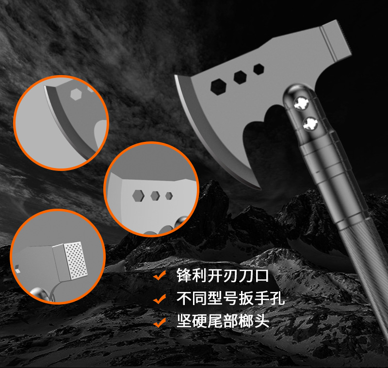 多功能工兵铲斧头套装 户外野营折叠车载加长工兵铲子斧头套装详情10