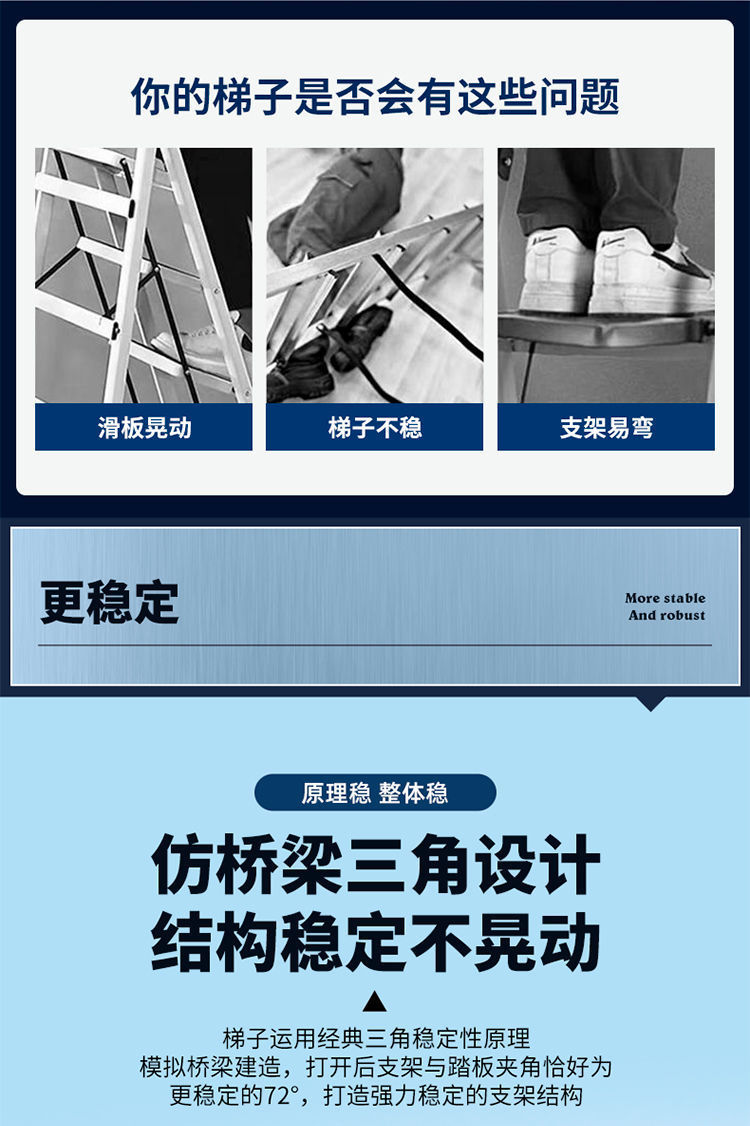 新款梯子家用折叠梯加厚碳钢人字梯移动楼梯伸缩步梯多功能室内详情4