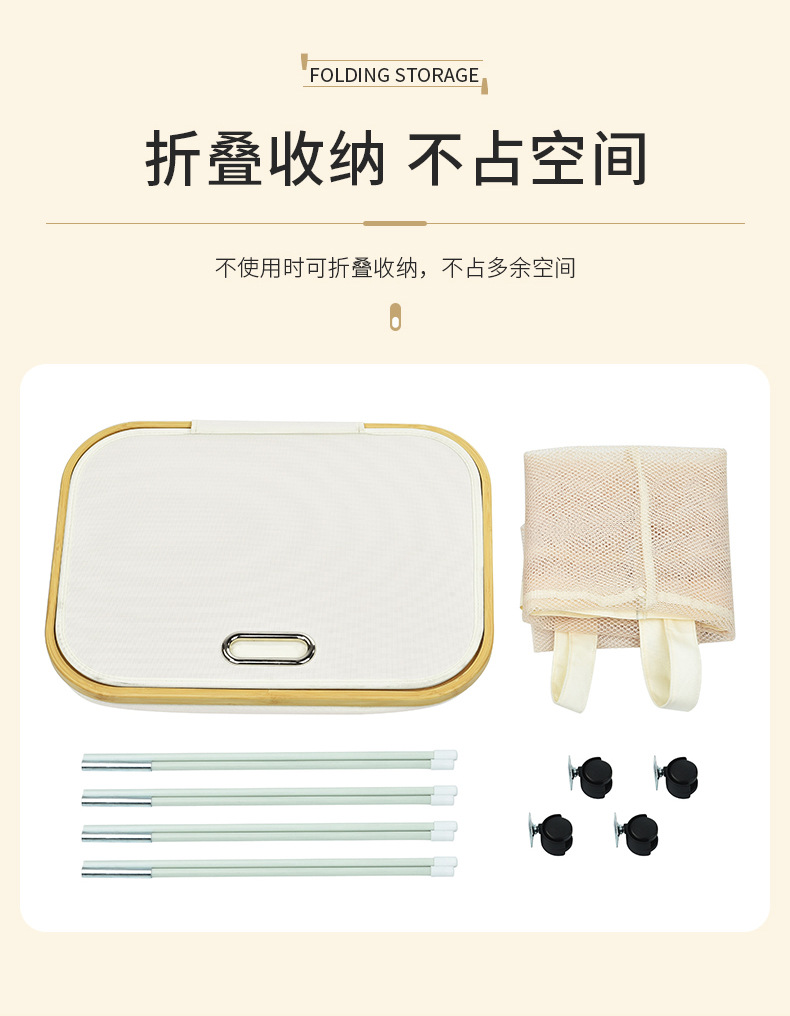 大容量脏衣篮带轮子日式布艺可折叠竹子框架收纳筐脏衣篓详情9