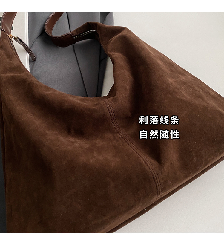 Retro matte tote bag, autumn and winter bag, commuter underarm bag, large-capacity single-shoulder tote bag, simple single-shoulder bag for women pic 4