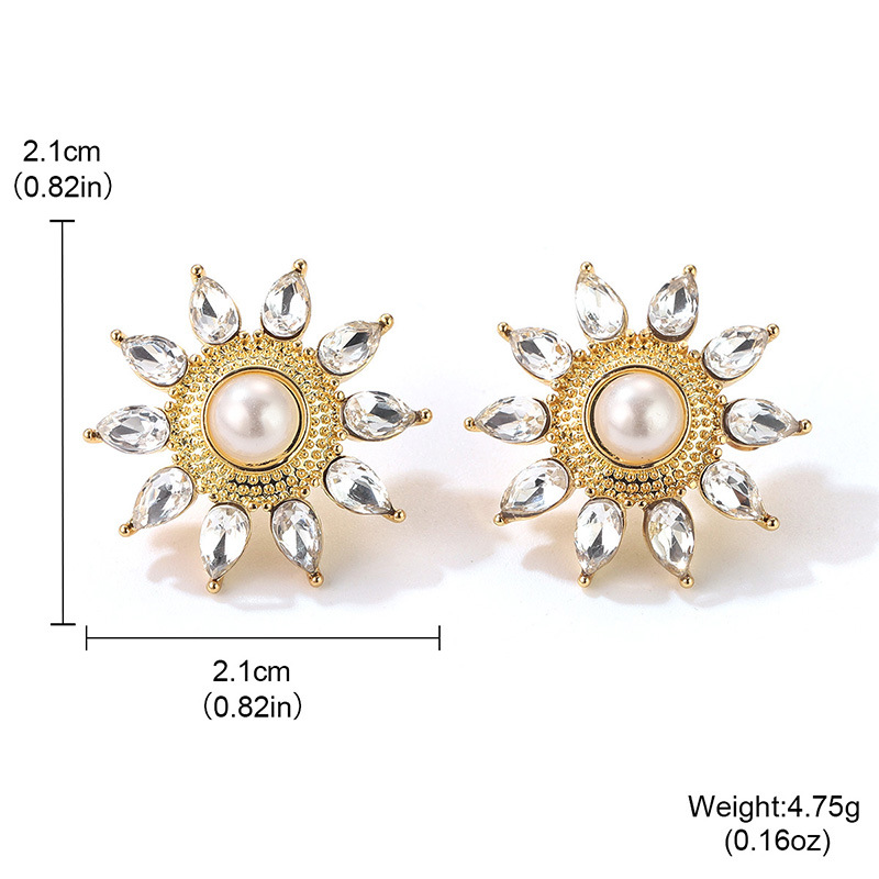 The s925 silver needle sunflower stud earrings are a bestseller, featuring fresh sun, flower and pearl minimalist earrings that exude a feminine charm pic 21